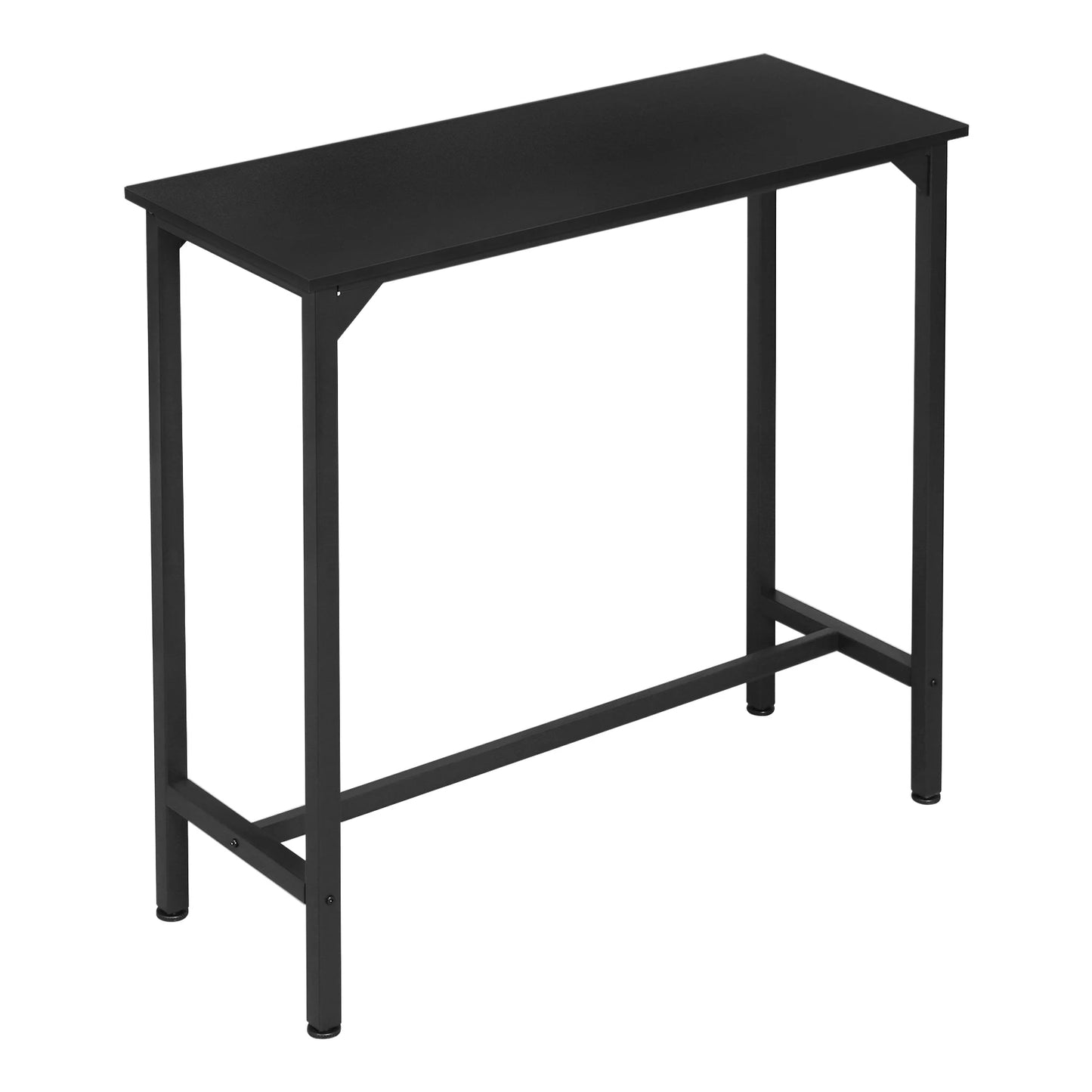 Wood Top Rectangle Narrow High Console Metal Framed Reinforced Bars Cocktail Table/Colors-Black/White