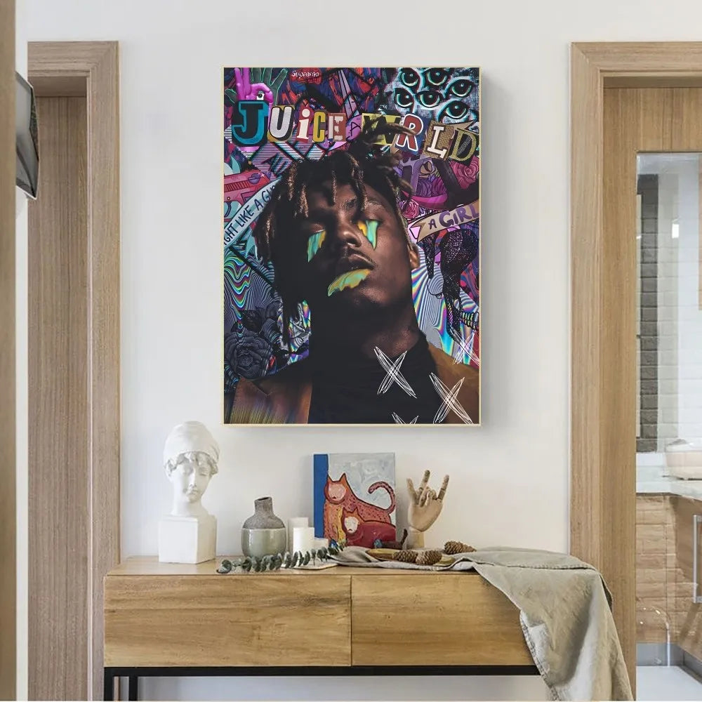 Unframed Waterproof HD Hip-Hop Juice WORLD Kraft Paper Art Prints/Colors-Black/Purple/Blue/Multicolor
