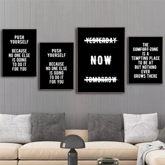 Unframed Modern Rectangle Canvas Black-White Letters Inspirational Quote Prints/Many Sizes