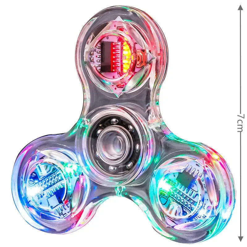 EVYVKV Clear-Multicolor Plastic LED Light Fingertip Spinning Crystal Gyroscope Fidget Toys/Ages: 13-18 Years Old-Adults