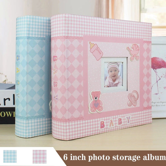 Babies Paper Cover Round Spiral Binding Memorable Babies Growth Loose-Leaf Photo Albums/ 6-Inch Photos/Colors-Pink/White/Blue/Checkered