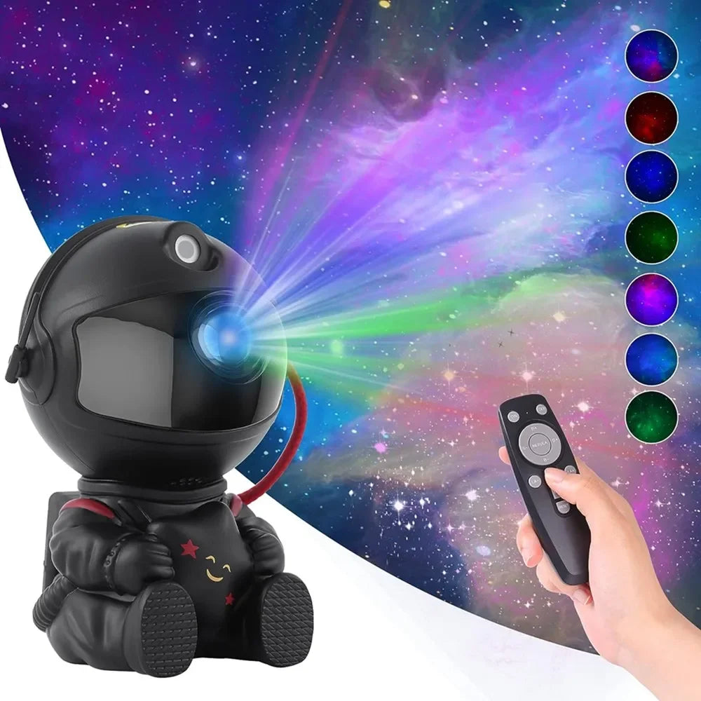 PETALOVE Kids Remote Control Seven Colors LED Lights Galaxy Starry Night Sky Black-White Astronaut Hard ABS Plastic Body Light Projector Night Lights/Bulbs Included/Colors-Multicolor/Black/White