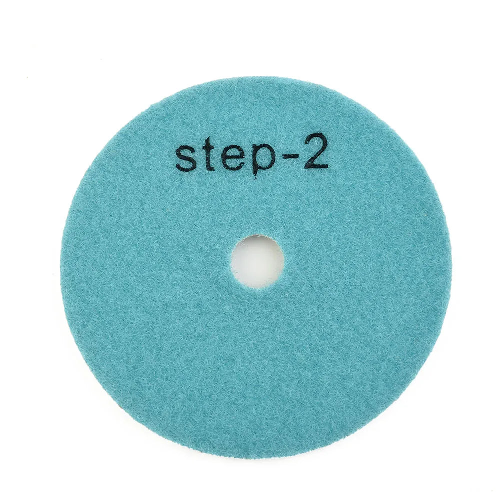 VIBRATITE Wear-Resistant Three-Steps 4 Inch Multicolor Round Shaped Geometric Synthesis Diamond Abrasive Grit Dry-Wet Resin Powder Polishing Pads