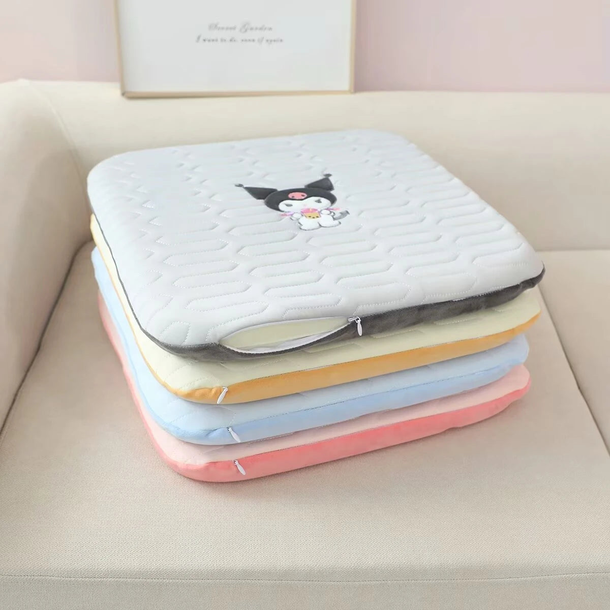 KUROMI Adult Handmade Cartoon Seat Cushion For Chairs/Light Colors-Light Blue/Light Pink/Light Peach/Light Green/Light Beige/ Light Off White/