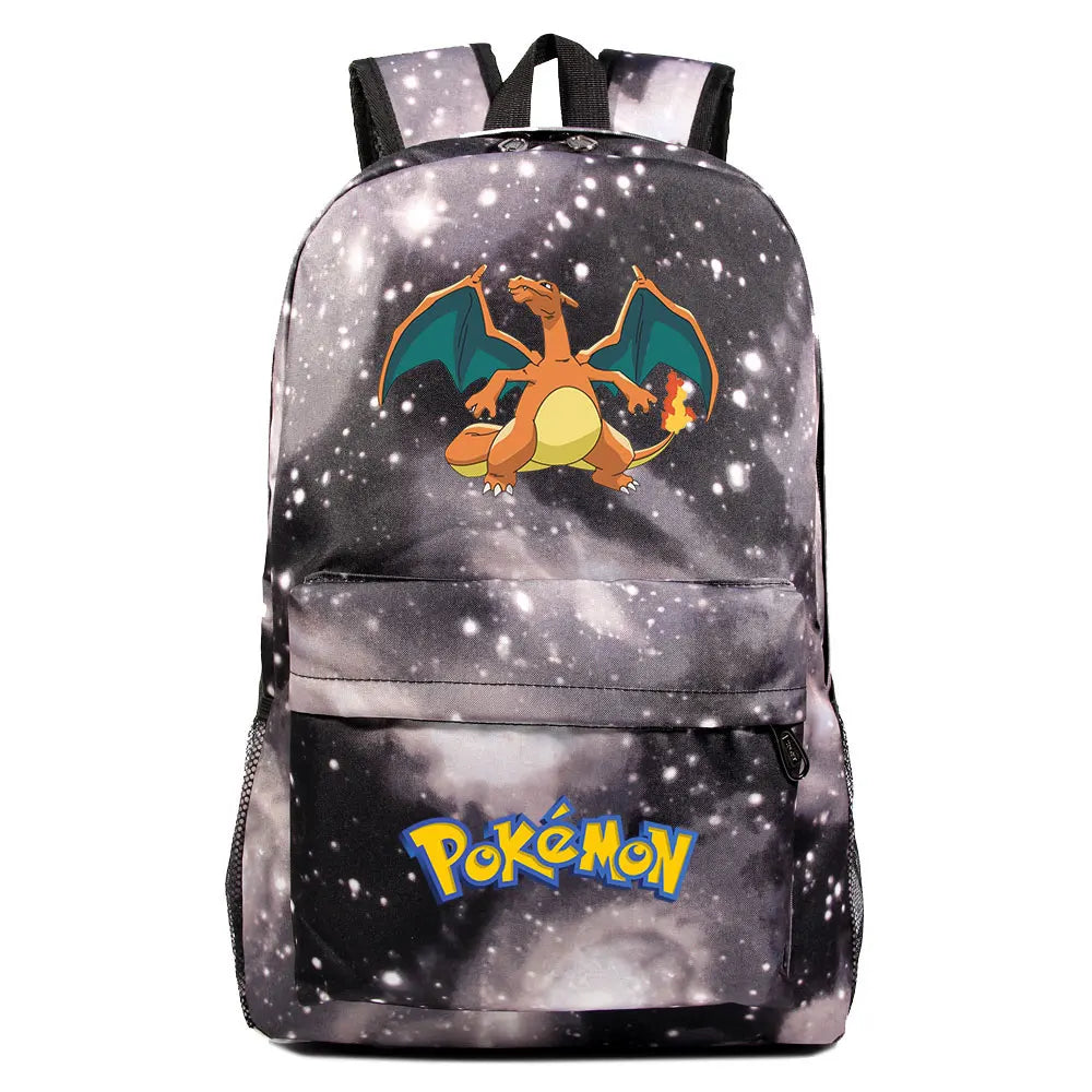MINISO Kids Softback Waterproof Oxford Fabric Cartoon Anime Pokemon Design Adjustable Shoulder Straps-One Handle 15 Inch Laptop Single Compartment School Backpacks/Colors-Blue/Pink/Black/Multicolor