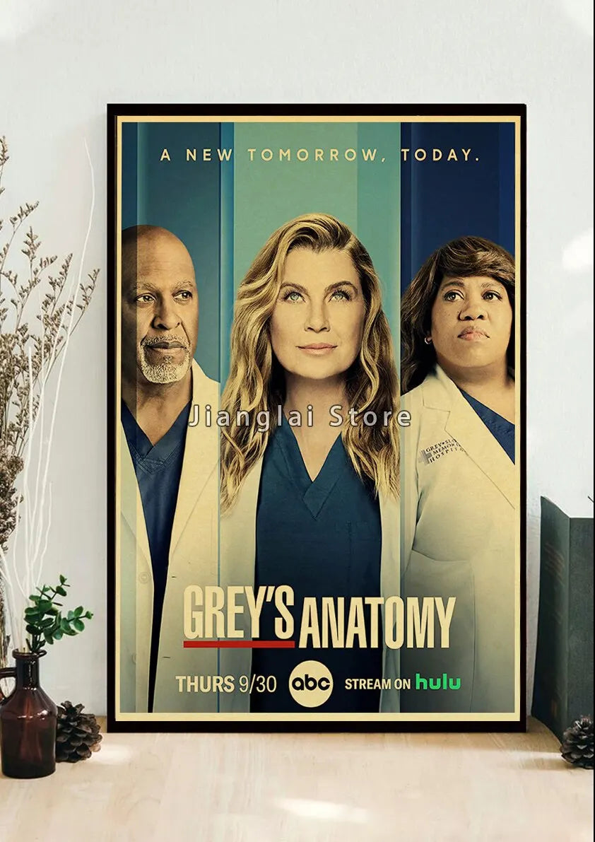 No-EN-Name-Null Unframed Printed Polyester Canvas Anime Cartoons-Movie-TV-Pop Culture-Life Changes In A Heartbeat Greys Anatomy Style Wall Art Posters/ Colors-Multicolor/Black/Beige/White/Gray/Gold/Floral