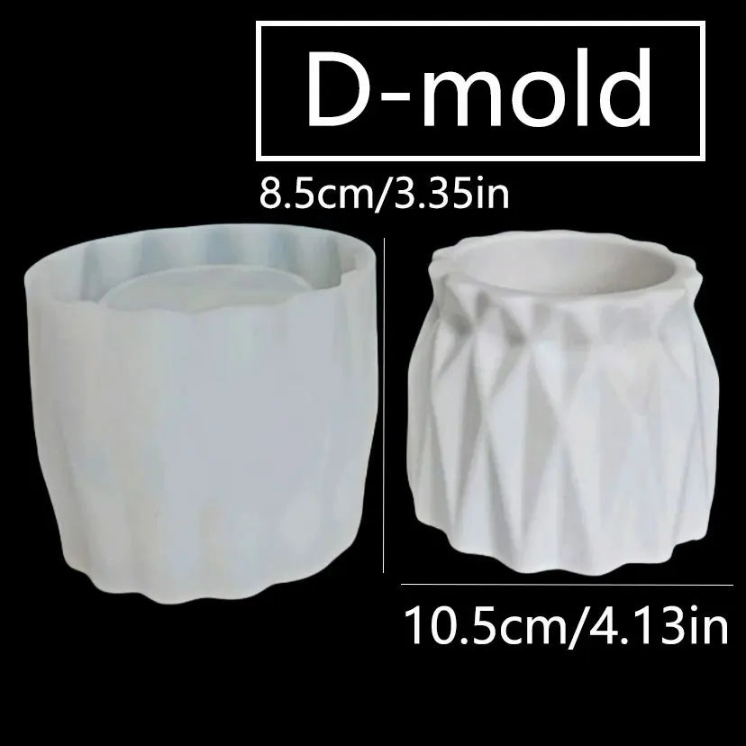 No-EN-Name-Null Small Geometric White Round Ceramic-Like Flowerpot Silicone Milky White Craft Molds