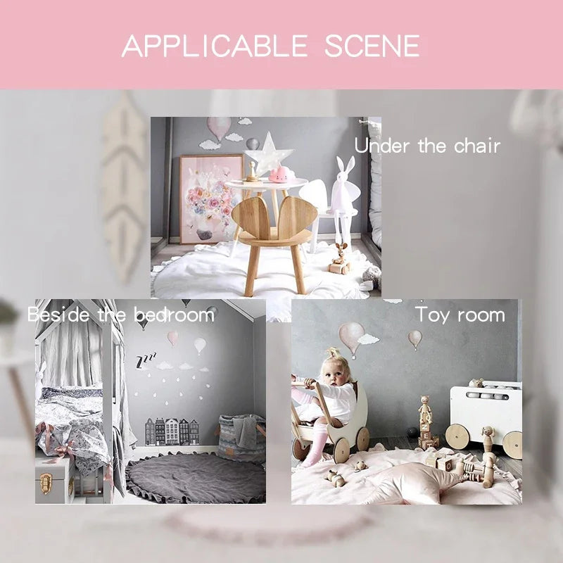 Newborn Babies Round Soft Cotton Fabric-Foam Play Mats/Colors-Pink/Gray/White/Beige/Geometric/Multicolor/Animal