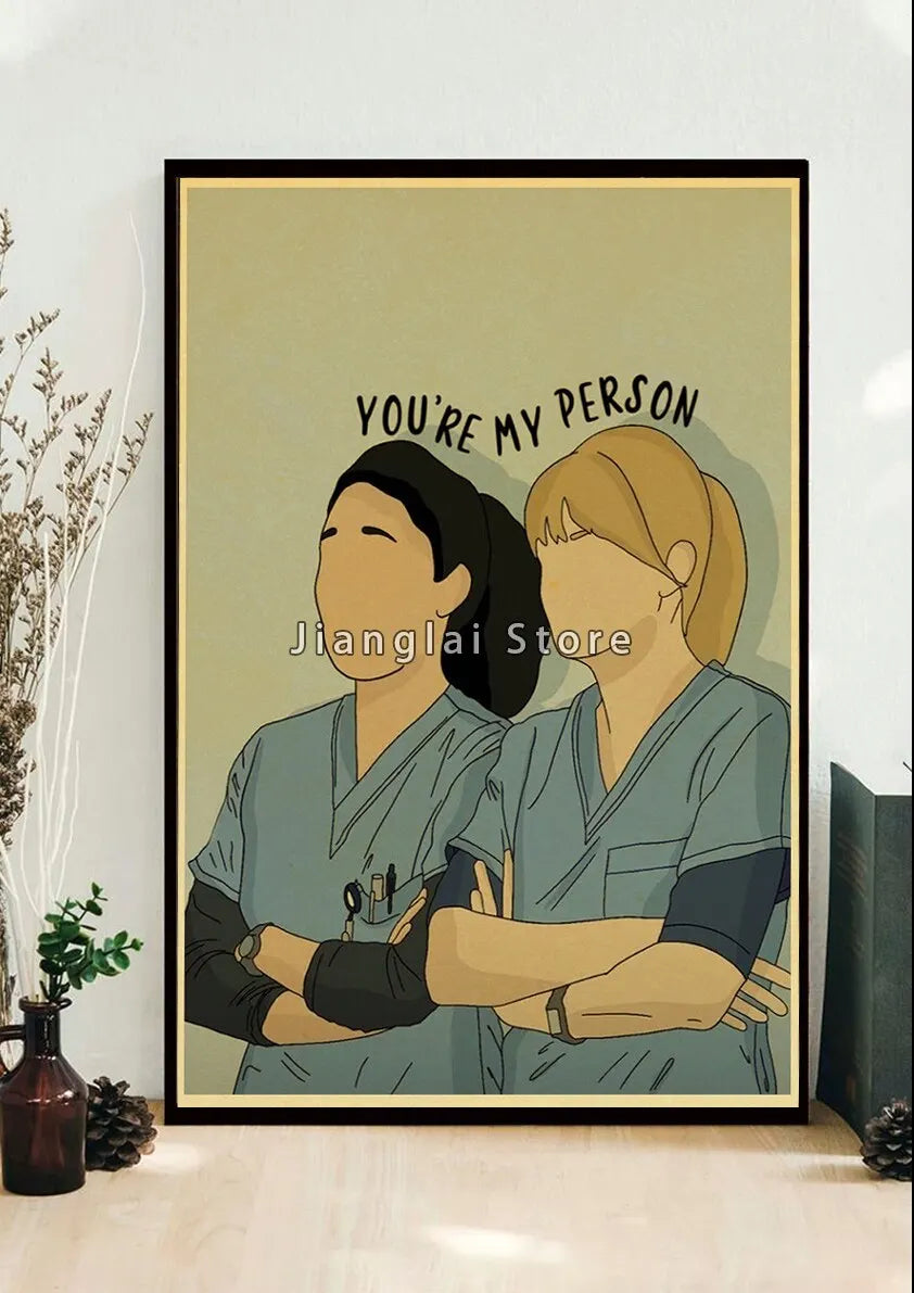 No-EN-Name-Null Unframed Printed Polyester Canvas Anime Cartoons-Movie-TV-Pop Culture-Life Changes In A Heartbeat Greys Anatomy Style Wall Art Posters/ Colors-Multicolor/Black/Beige/White/Gray/Gold/Floral