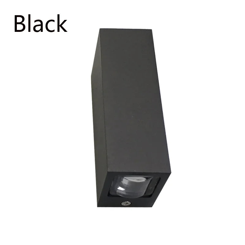 ELEVEN MASTER Outdoor Modern Waterproof Glazed Aluminum Metal Body Cool-Warm White LED COB Light Chip Emitting Up-Down Brushed Silver-Black Vertical Rectangle AC-Powered Borosilicate Glass Wall Light Fixtures