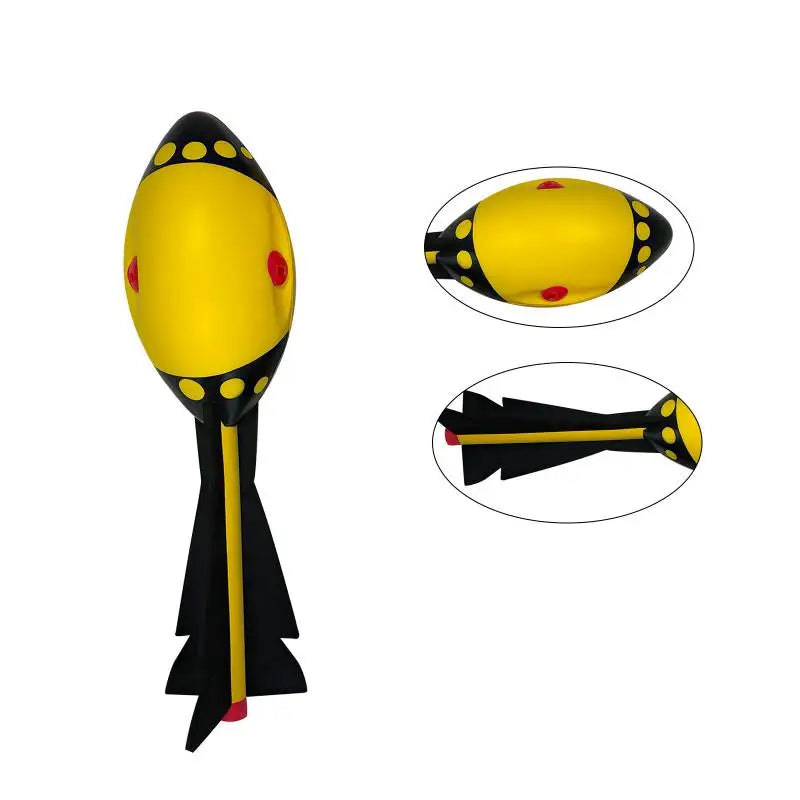 JUSENDA Kids Outdoor Multicolor Polyurethane Foam Rocket Missile Dart Flight Gliding Football Shaped Fun Sport Toys/Ages: 3 Years Old + Older/Colors-Red/Black-Yellow/Black/Dots/Striped/Multicolor