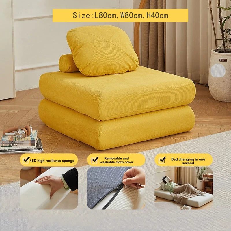 TATAMI Modern Corduroy Pattern Bean Bag Soft Velvet Fabric Cushions Medium Firmness Sectional Sofas/Green/Light Gray/Off White/ Orange/Yellow/Green