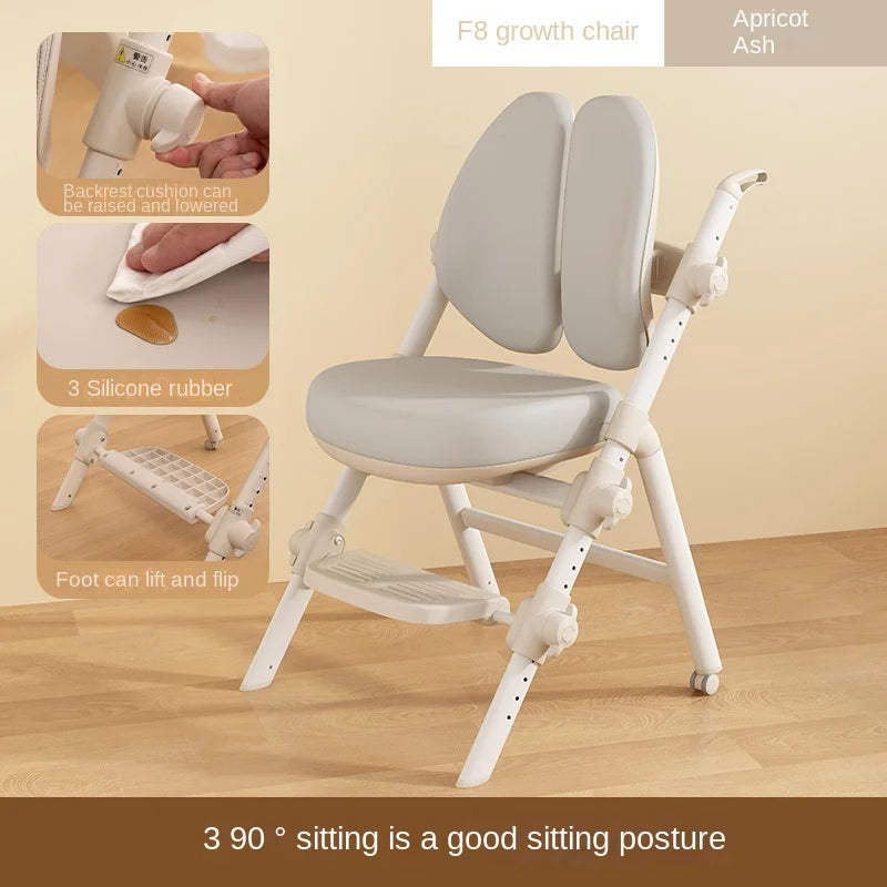 OMGD Kids Adjustable Height-Backrest-Footrest Plush Soft Upholstered Padded Faux Leather Cushions Carbon Steel Frame Computer Folding Chairs/Colors-Pink/White/Beige/Green/Gray/Multicolor