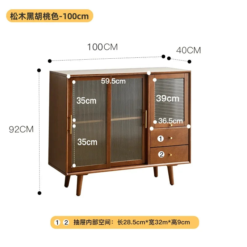 OEIN Modern Free-Standing Rectangle Shaped Brown Wood Panel Sideboard Two Glass Sliding Doors Buffet Cabinets /2 Drawers/Size: 120 X 40 X 92CM/14 Styles/Assembly Required