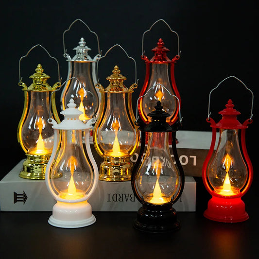 LED Small Kerosene Oil Style Horse Lantern Lamps/Battery Operated/Colors-Red/Black/Gold/Clear