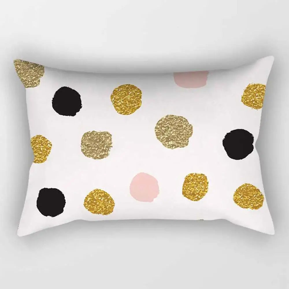 No-EN-Name-Null Modern Rectangle Single-Sided Pattern Pink Geometric Striped Polyester Peach Skin Fabric Pillowcases/Size: 30 cm X 50 cm (12 inches X 20 inches)/Colors-Striped/Geometric/Gold/Animal/White