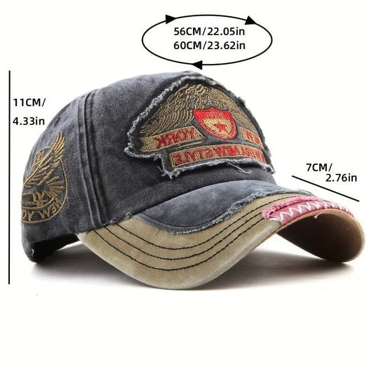 Adults Unisex Adjustable-Fit Washed Denim Breathable Sun UV Protection Polyester-Cotton Baseball Caps/Colors-Blue/Gray/Black/Striped/Multicolor