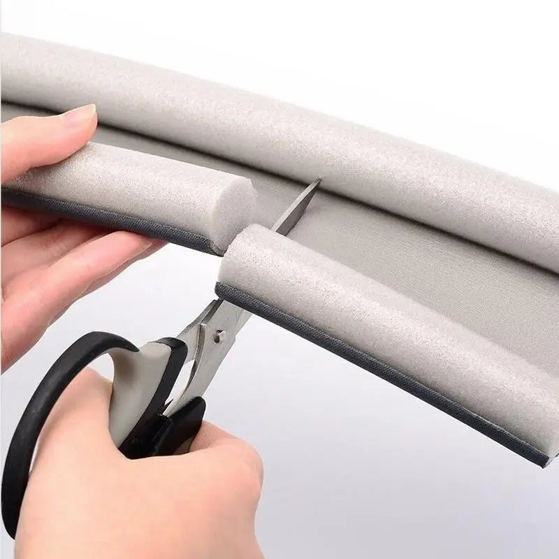 Non-Adhesive Flexible EVA Foam Velvet Fabric Cuttable Round Under Door Draft Stopper Sealing Strips/Colors-White/Gray/Brown/Black