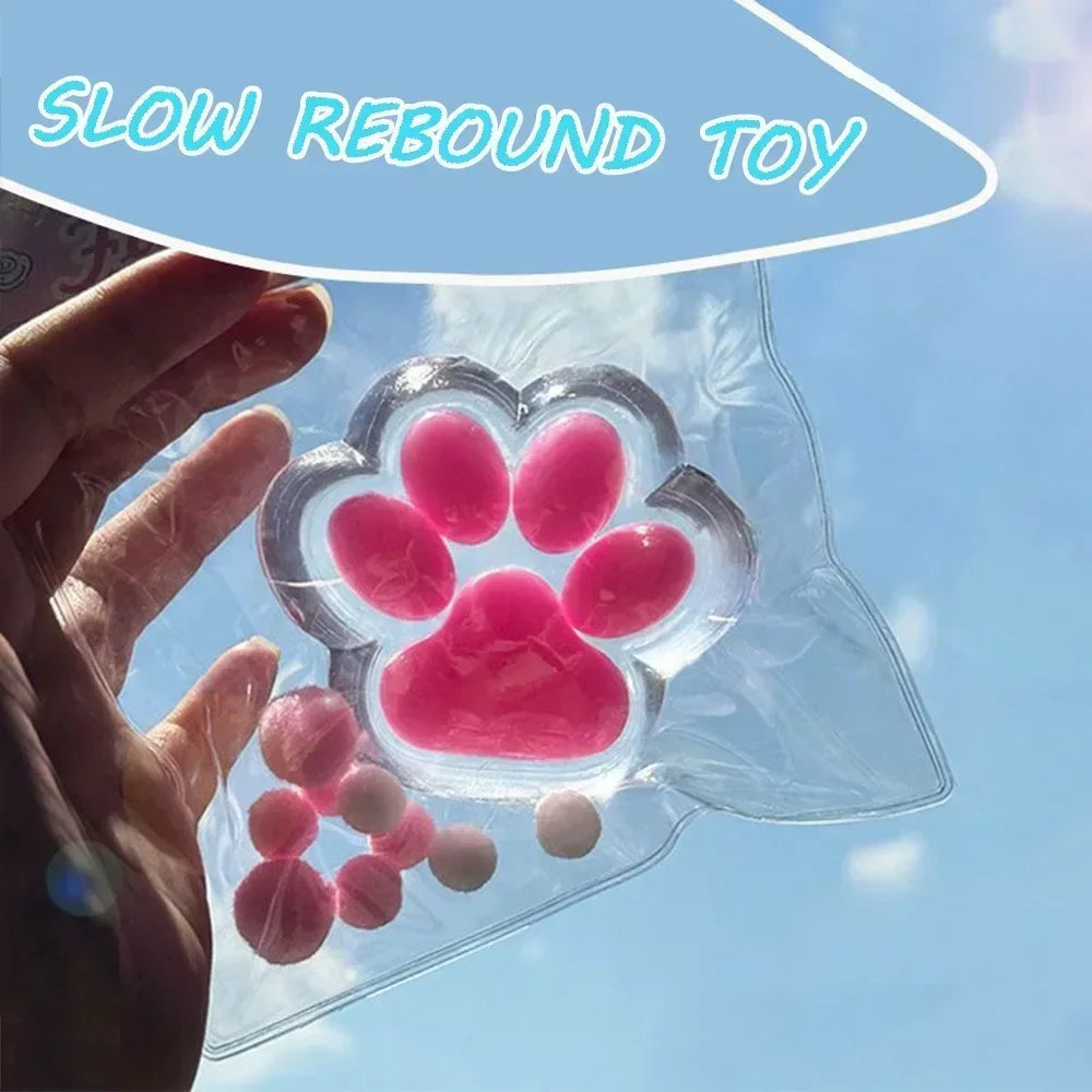 No-EN-Name-Null Kids Clear Transparent-Pink-Black Kawaii Cat Paws Pinch Squeeze Squishy Toys / For Ages: 6-18 Years Old/Colors- Black/Pink