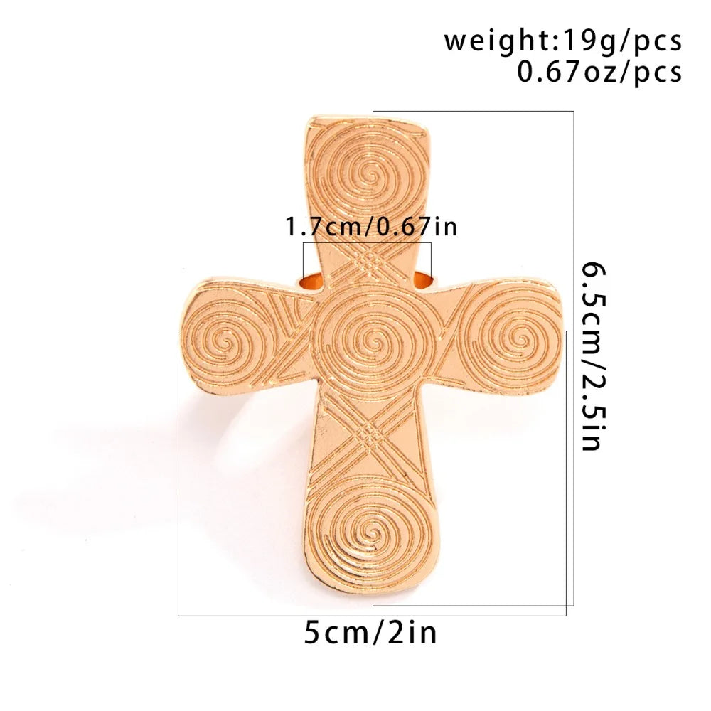 No-EN-Name-Null Adult Women Fine Imitation Metal Gold-Silver Big Bulky Love Two Interlocking Hearts Design  Rings/Optional Big Cross Rings