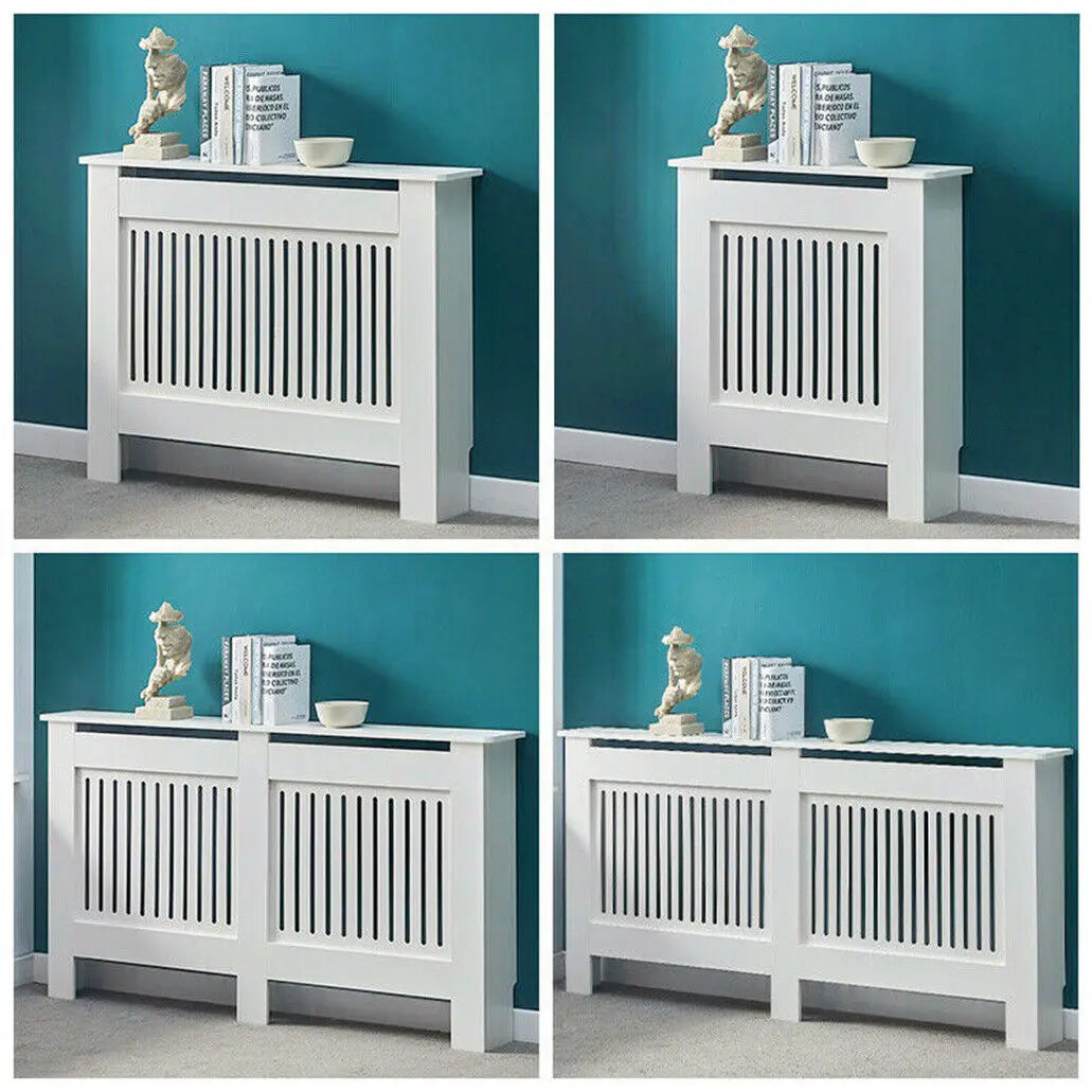 WISFOR Modern White Wood Vented Heating Radiator Cover Cabinets Accessories / Sizes: S-XL/Instruction Manual / 1-Screw Accessory
