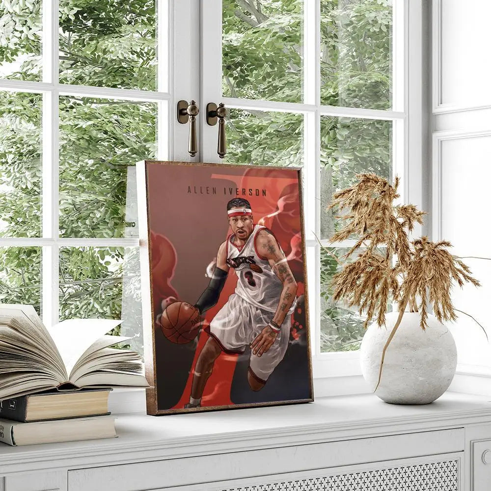 MAISTO Modern Waterproof Unframed HD Printed Multicolor Rectangle Shaped Basketball-Allen Iverson Sports Posters/Colors-Multicolor/Black/Fade-Dirt Resistant/Adhesive Tear-Stick