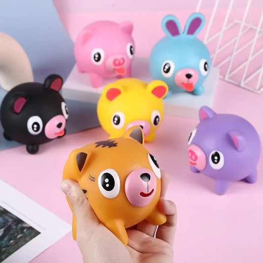Kids Soft Plastic Silica Gel Non-Toxic Cartoon Cute Talking Babies-Bear-Rabbit-Pig-Tiger Animal Anxiety-Stress Reliever Toys/Ages: 13-18 Years Old/ Colors-Multicolor/Purple/Yellow/Pink/White/Animals