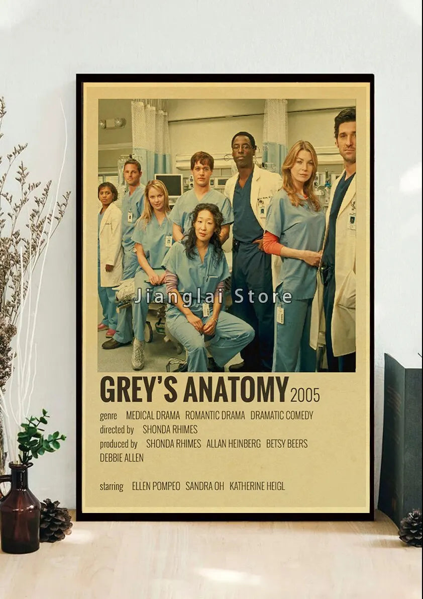 No-EN-Name-Null Unframed Printed Polyester Canvas Anime Cartoons-Movie-TV-Pop Culture-Life Changes In A Heartbeat Greys Anatomy Style Wall Art Posters/ Colors-Multicolor/Black/Beige/White/Gray/Gold/Floral