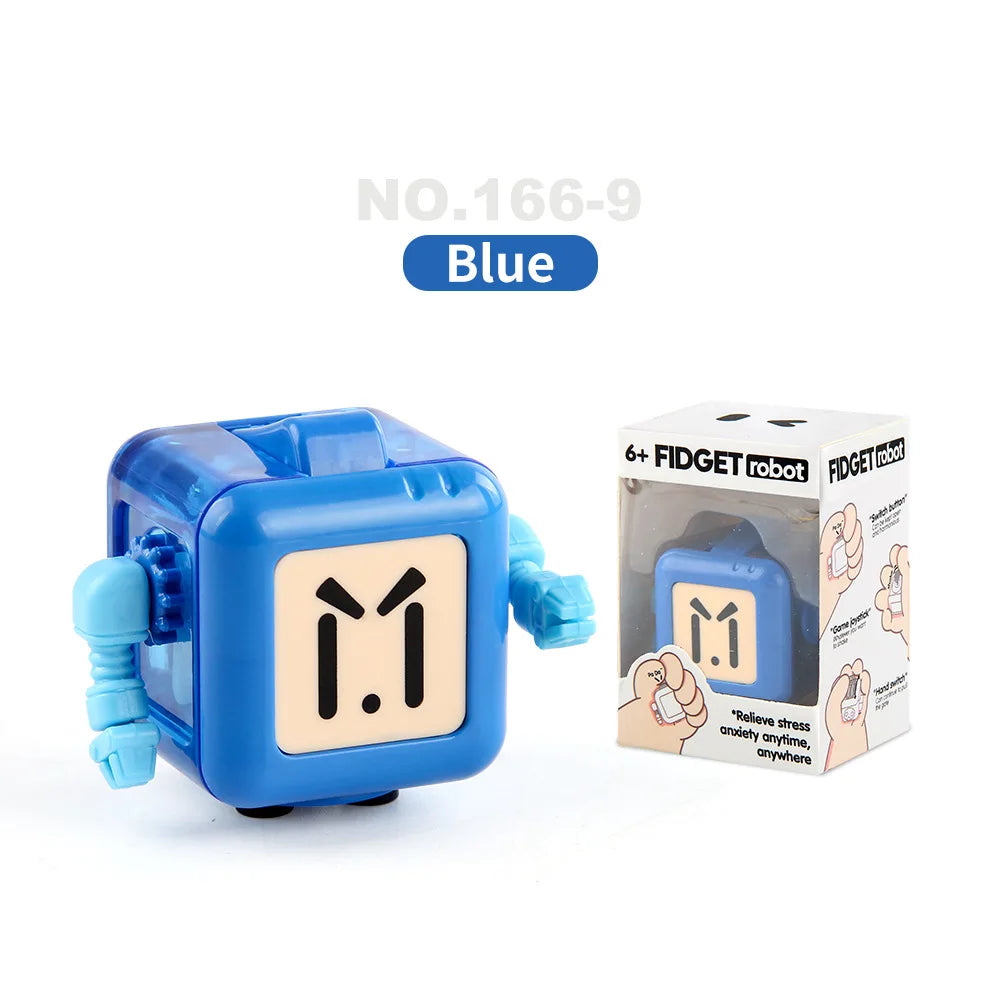 Kids Small Square Shape Handheld Cute Funny Cartoon Facial Expression Robot Anxiety-Stress Relief Smooth Plastic Fidget Toys/Colors-Green/Blue/Orange/Purple/Multicolor/Ages: 6-18 + Years Older