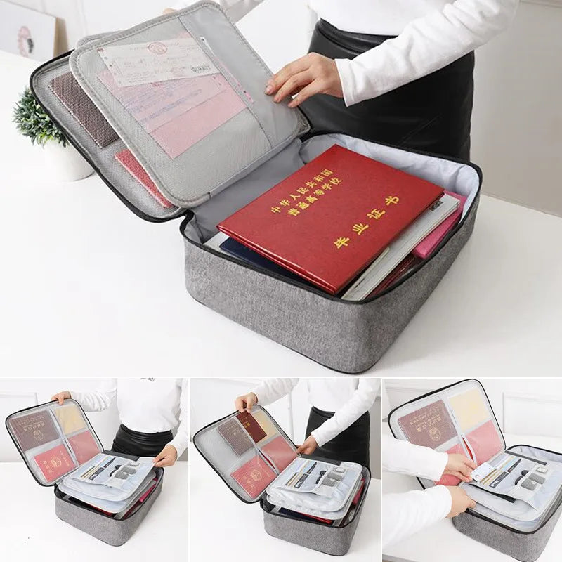 LKEEP Adults Modern Large Waterproof Gray Rectangle Zipper A4 Paper Document Organizer Briefcases/Slit Pockets/ 14 Inches Laptop-Tablet /Single Compartment/Handle-Straps/Colors-Gray/Blue/Black