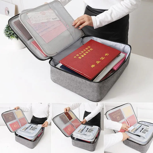 LKEEP Adults Modern Large Waterproof Gray Rectangle Zipper A4 Paper Document Organizer Briefcases/Slit Pockets/ 14 Inches Laptop-Tablet /Single Compartment/Handle-Straps/Colors-Gray/Blue/Black