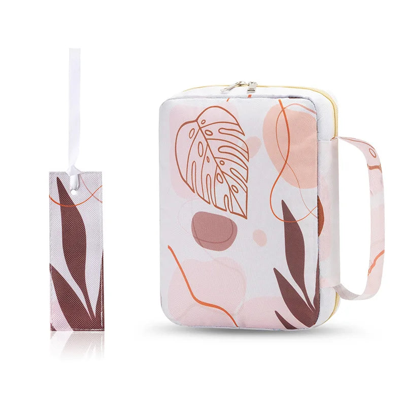 ALL GLORY Soft Handle Blue Floral Design Saying God Is Within Her She Will Not Fall Psalms 46: 5Metal Zippered Internal Pockets Nylon Fabric Polyester Lining Religious Items Bible Cover Cases/Colors-Various Floral Patterns