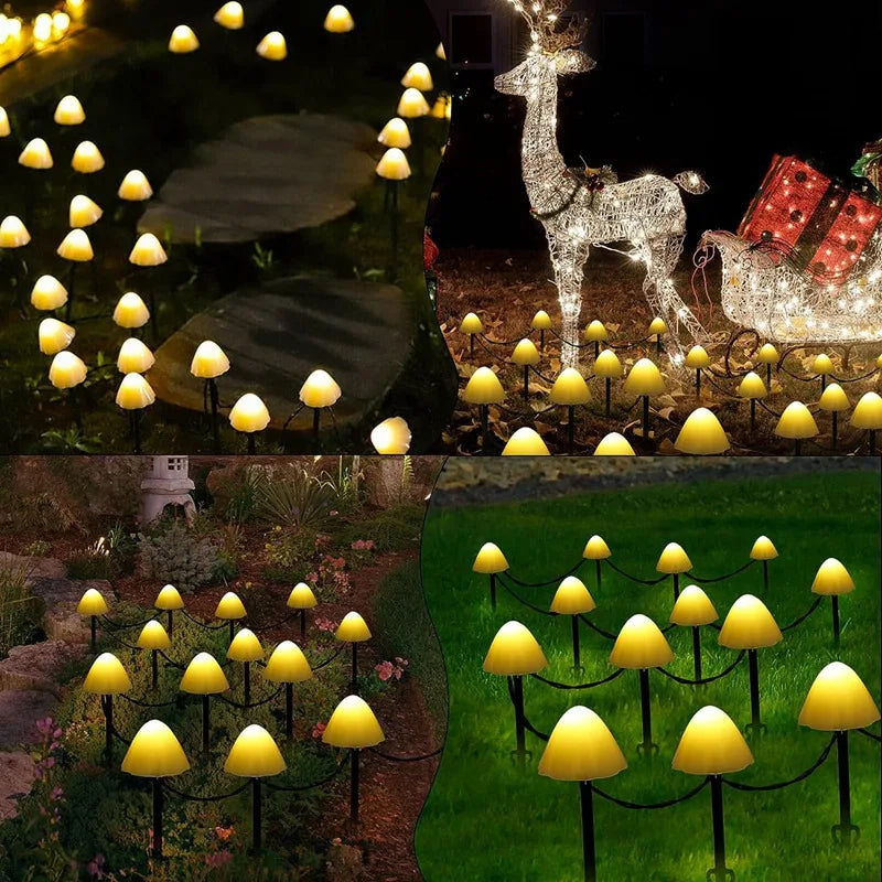 PEACH FOREST Outdoor Waterproof Automatic On-Off Modes ABS Plastic LED Art Deco Mushroom Shaped Solar-Powered Landscape Pathway Lighting /Colors-Beige/Yellow/Black/White