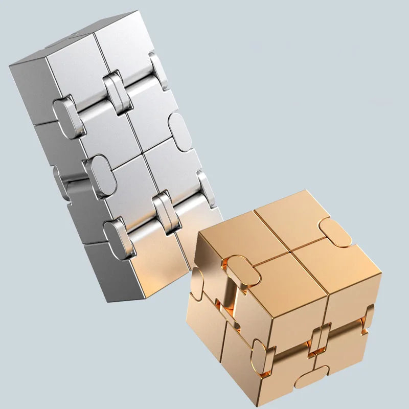 No-EN-Name-Null Small Frosted Blue Metal Square Infinity Cube Stress-Anxiety Relief Portable Flipping Twistable Improves Brain Thinking Executive Toys/Ages: 18 Years Old-Adults/Colors-Blue/Silver/Black/Gold/Gray/Multicolor