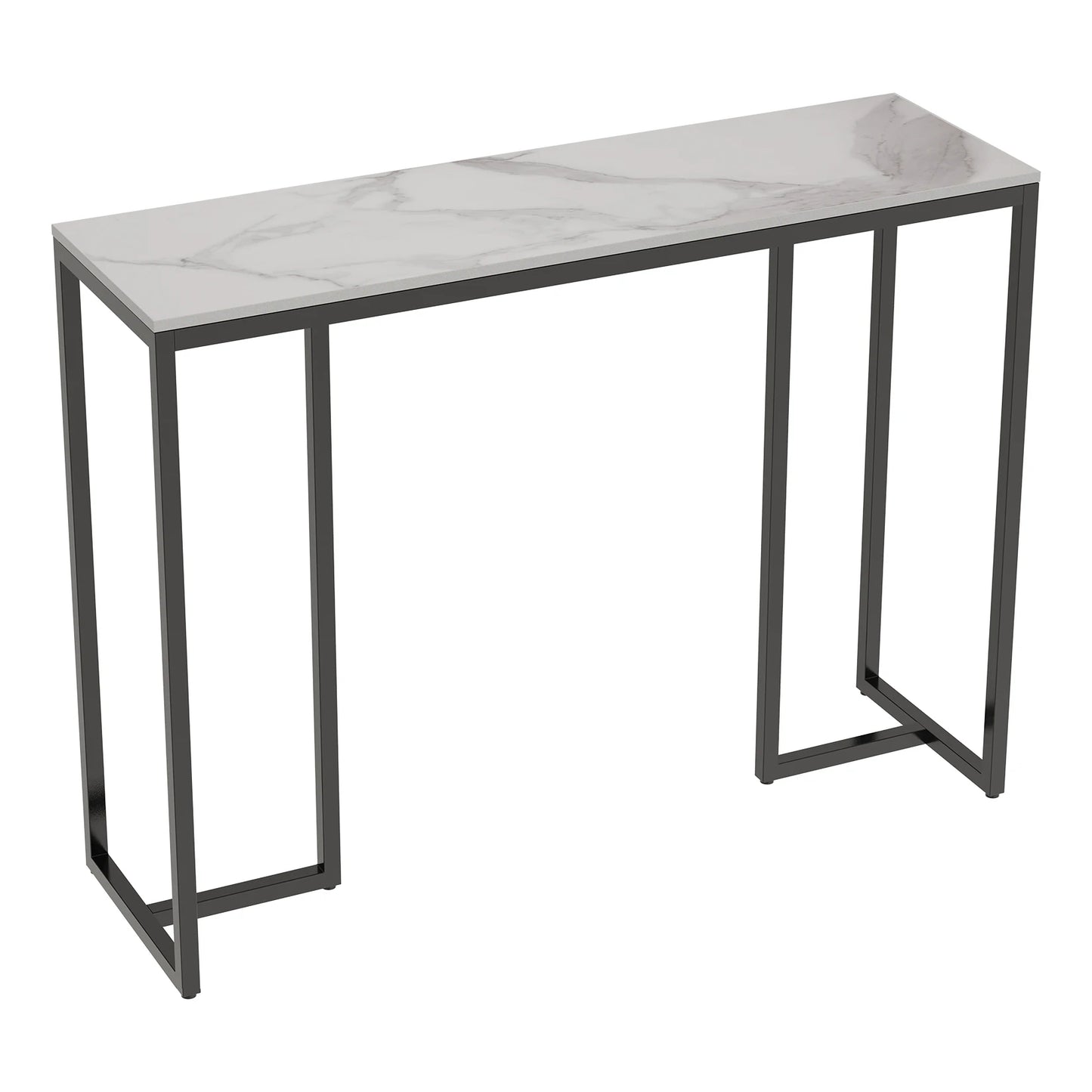 No-EN-Name-Null Modern White Rectangle Marble Top Metal Iron Frame Console Entryway Tables/Colors-White/Cold Emerald