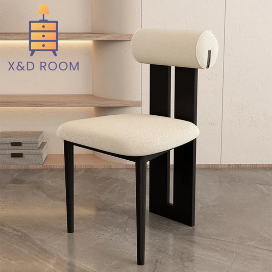 Nordic Modern Solid Wood Hard Backrest Dining Skin-Feeling Flannel Cushion Chairs/Colors-Black/Orange/Brown/Green/Beige