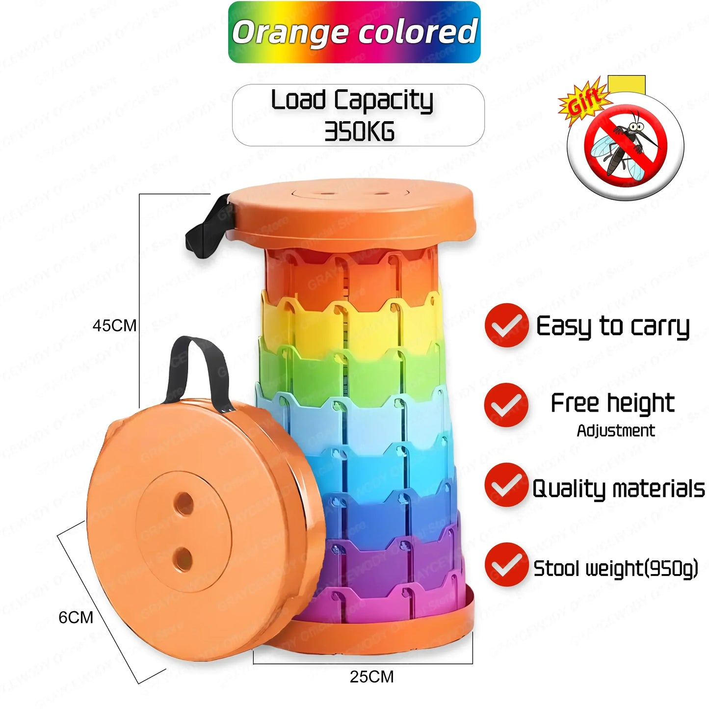 Outdoor Hard Plastic Round Flat Folding Chairs/Colors-Multicolor/Black/Blue/Red/Orange
