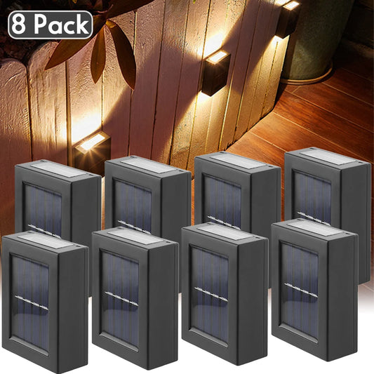 2 LED Solar Wall Light UP and Down Illuminate Outdoor Sunlight Sensor Lamp IP65 Waterproof Decor for Home Garden Porch 1~8 packs