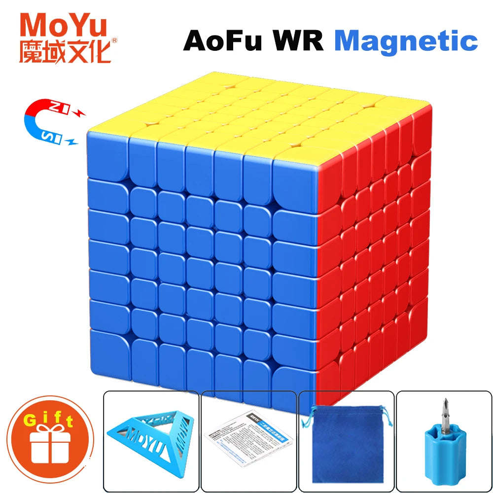 No-EN-Name-Null Kids-Adults 3D Small Square Lightweight Anti-Jam Adjustable Tension Plastic Rubik Cube Magnetic Fast Speed Multicolor Mechanical Puzzle Cube Toys/ Ages: 6-18 Years Old + Older/Colors-Red/Yellow/Clear/Blue/Multicolor/ Type: 7 x 7