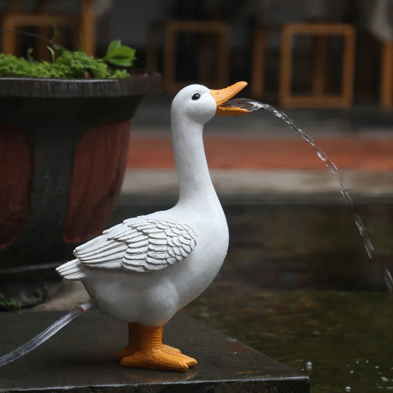 No-EN-Name-Null Outdoor White Realistic Resin White Goose Spraying Water Garden Sculptures/Colors-White/Brown/Yellow/Gray/Green/Black/Animal