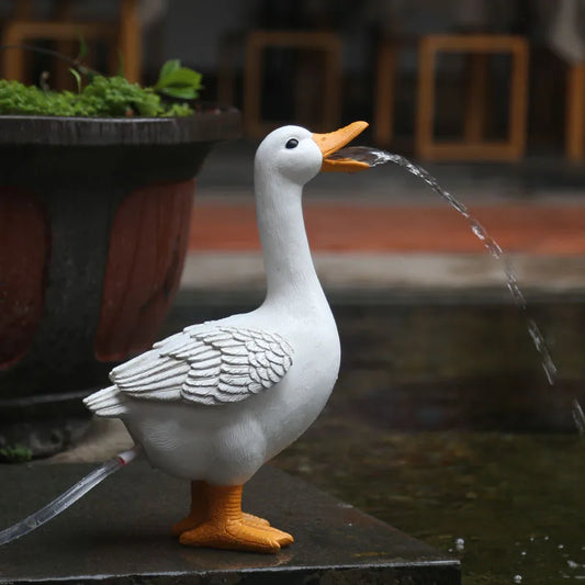 No-EN-Name-Null Outdoor White Realistic Resin White Goose Spraying Water Garden Sculptures/Colors-White/Brown/Yellow/Gray/Green/Black/Animal