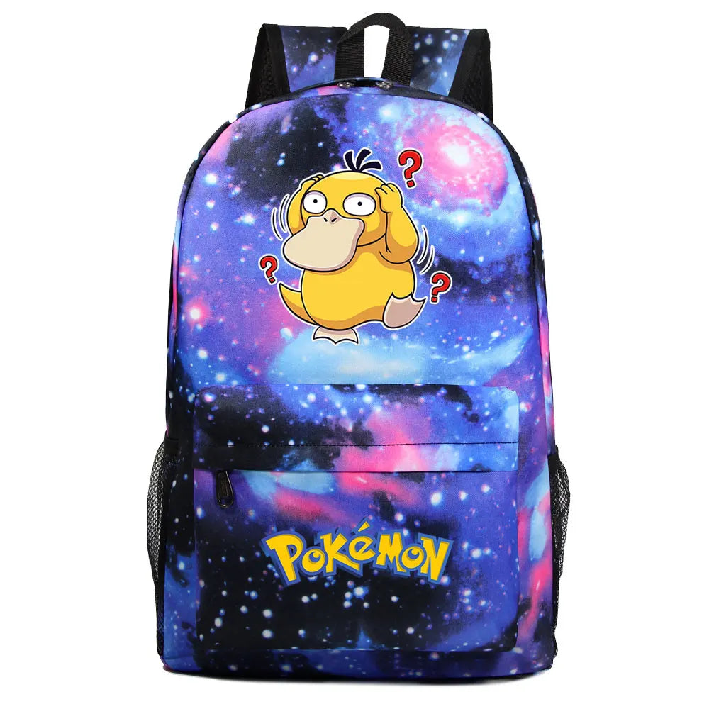 MINISO Kids Softback Waterproof Oxford Fabric Cartoon Anime Pokemon Design Adjustable Shoulder Straps-One Handle 15 Inch Laptop Single Compartment School Backpacks/Colors-Blue/Pink/Black/Multicolor
