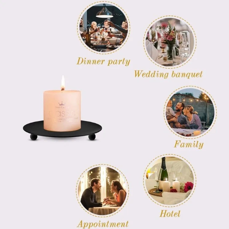 Modern Flat Iron Metal Rust Free Column Round Ball Feet Base Candleholders/Colors-Black/Gold