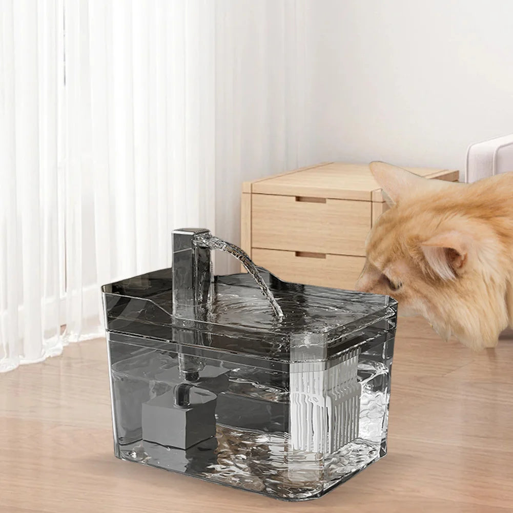 Cats-Dogs Plastic Adjustable Water Flow Cycle Filtration Easy Monitoring Transparent Tank Fountain Water Dispenser /Quiet Pump/Colors-Yellow/Clear/White