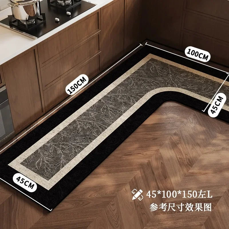 L-Shape Anti-Slip Scratch Resistant Wilton Cartoon Waterproof/Oil Proof /PVC Leather Customized Kitchen Mats/Colors-Geometric/Beige/Multicolor/Animal/Brown/Black/Many Sizes
