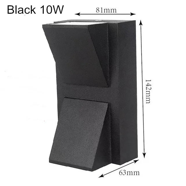 EE'S Modern Outdoor Waterproof Cool-Warm White LED Up-Down Black Square Glass Face-Brushed Nickel Aluminum Metal Body AC-Powered Courtyard Wall Landscape Pathway Lighting /Colors-Black/Gray/Silver/White