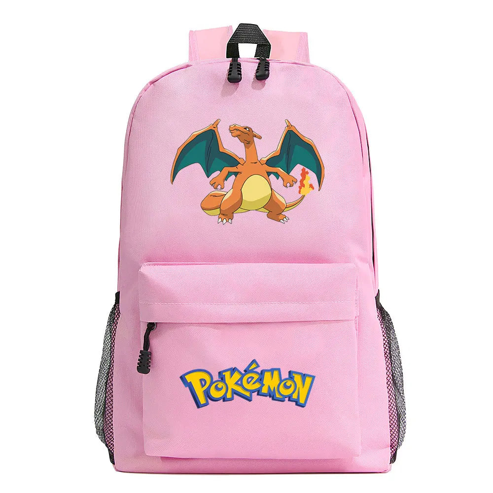 MINISO Kids Softback Waterproof Oxford Fabric Cartoon Anime Pokemon Design Adjustable Shoulder Straps-One Handle 15 Inch Laptop Single Compartment School Backpacks/Colors-Blue/Pink/Black/Multicolor