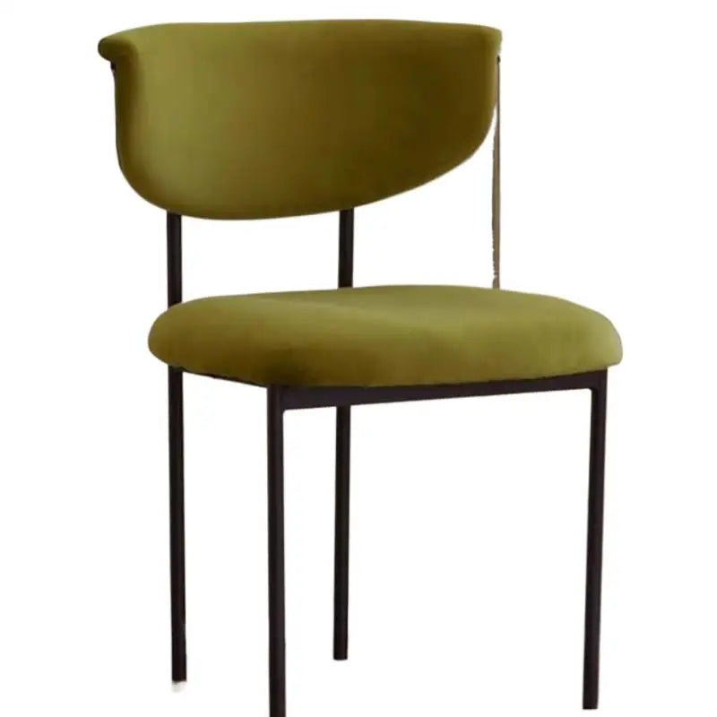 Upholstered Real-Life French Cream Style Genuine Leather Cushion Dining Chairs/ Metal Frame Legs/Colors-Beige/Black/Green/Yellow