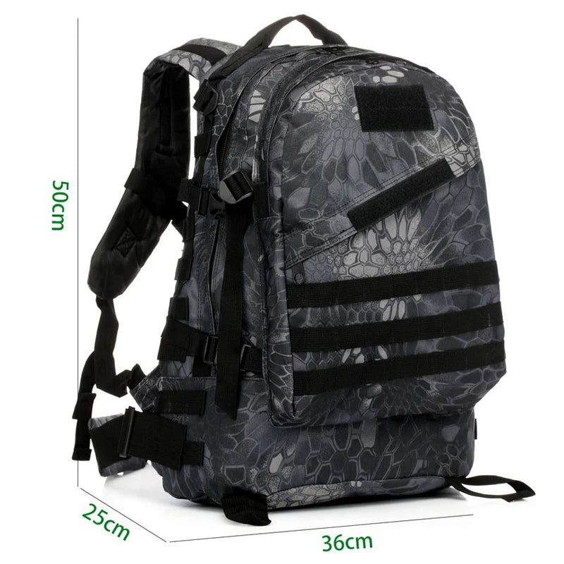 JARHEAD Large Outdoor Waterproof Green Oxford Nylon Fabric 3D Tactical Rucksack Polyester Lining Built-In Compartment Shoulder Straps-Handle Military Backpacks/Internal Padding/Colors-Camouflage/Green/Beige/Black