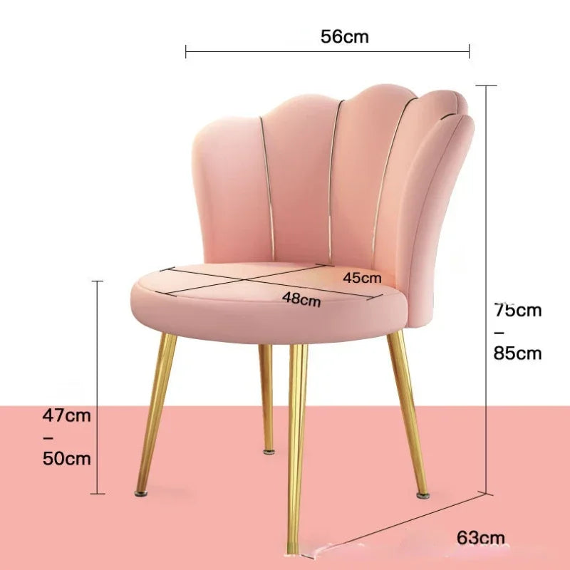 1PCS Upholstered Polyester Nordic Dining Chair w/ Backrest/Colors-White/Gray/Orange/Pink/Green/Black